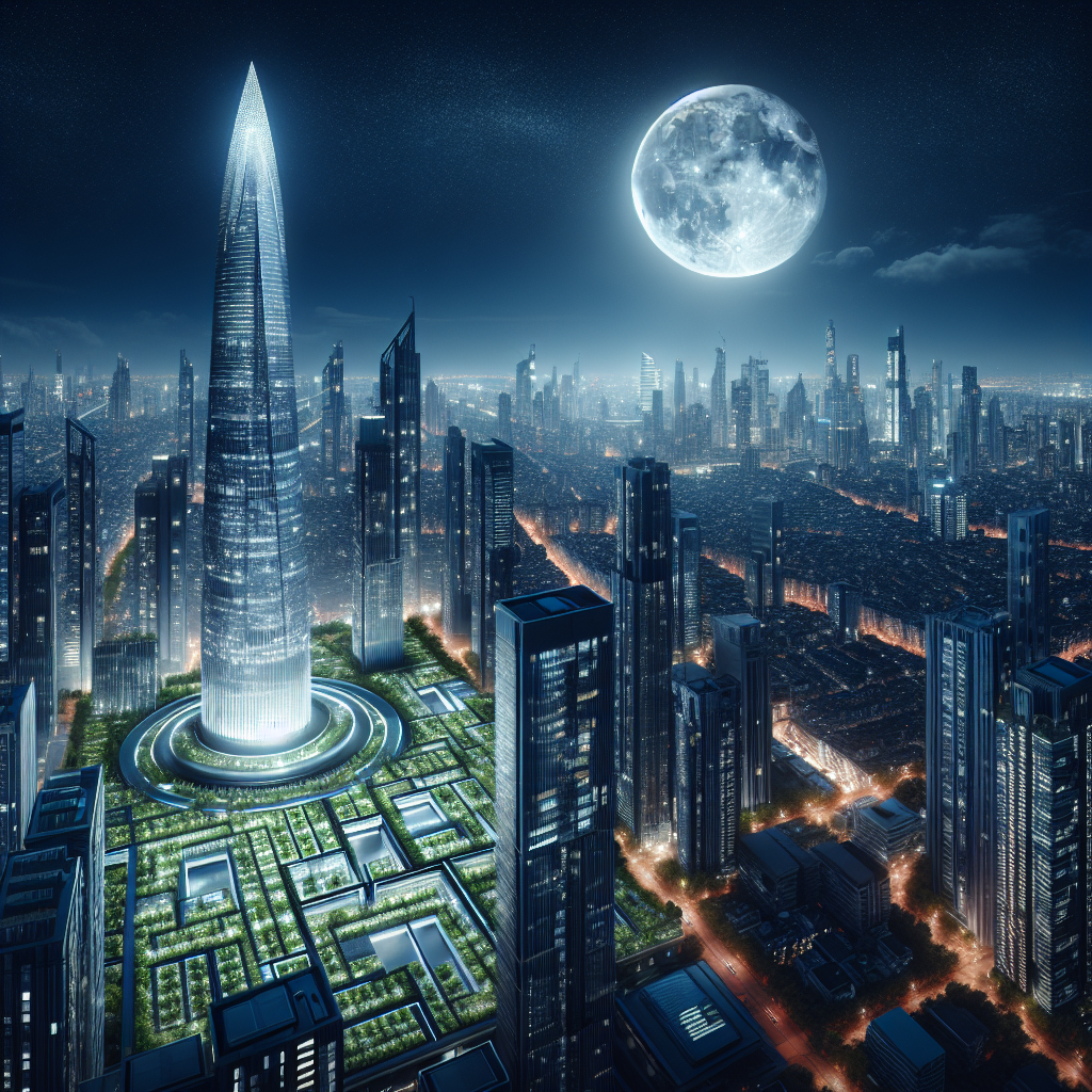 Moonlit Futuristic Skyline