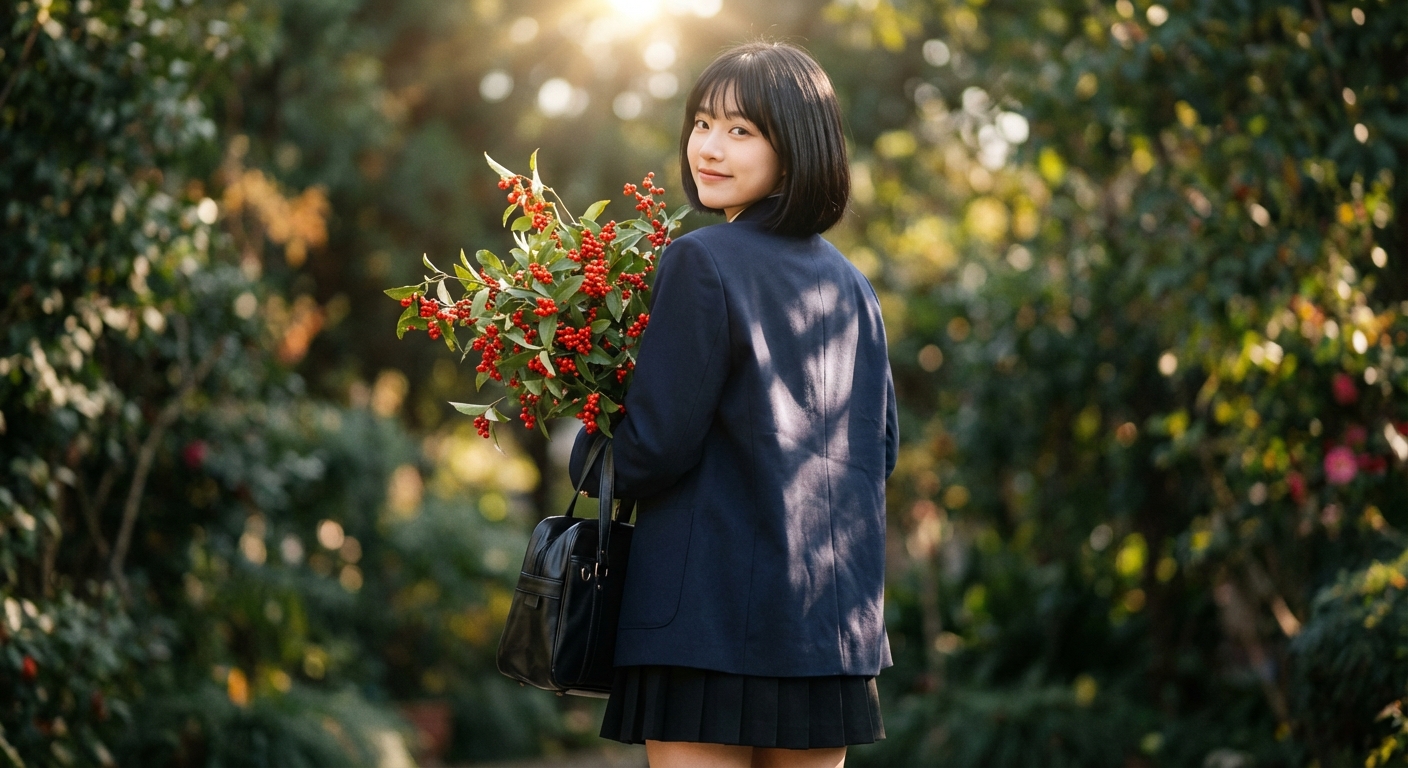 木漏れ日と赤い実のブーケ