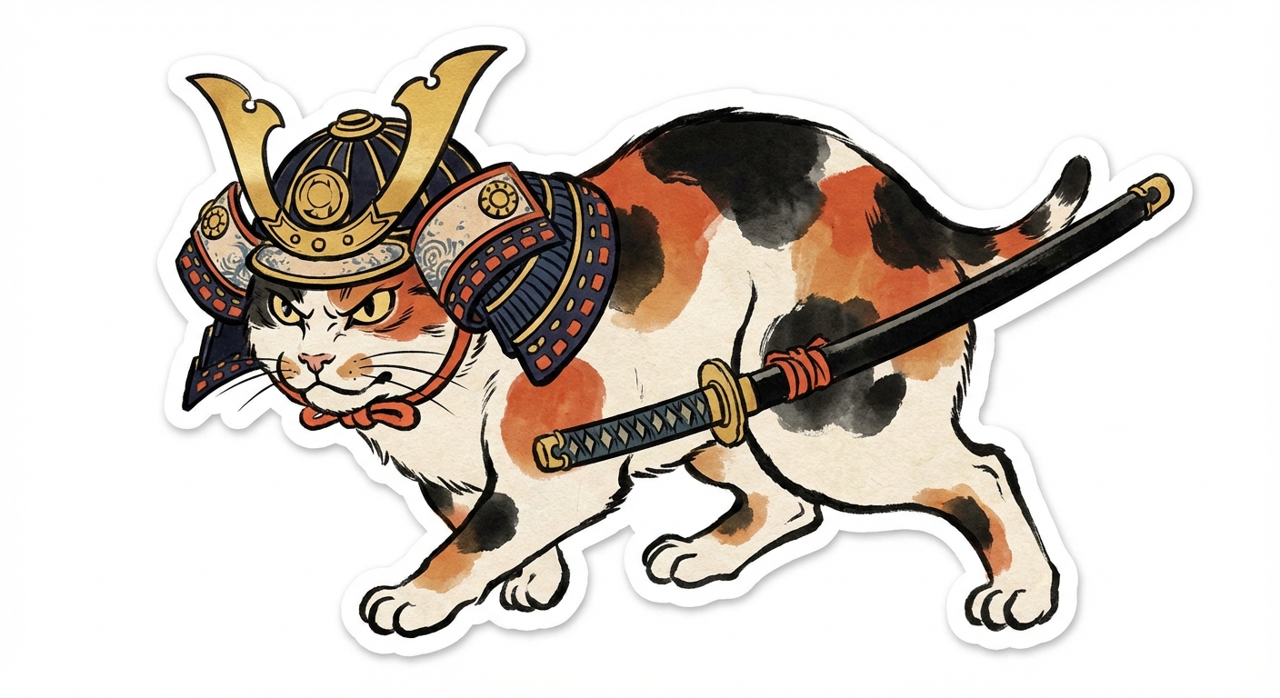 侍キャットステッカー