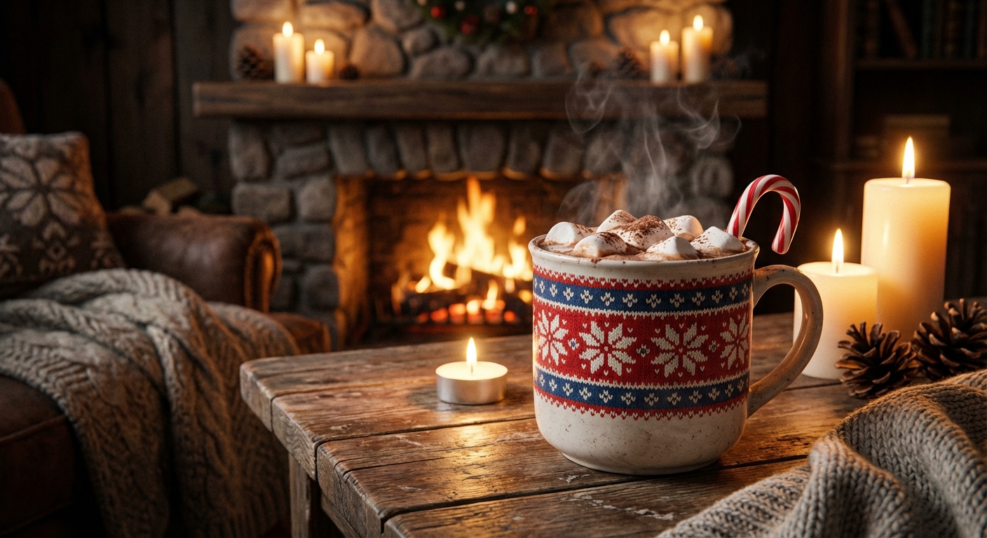 暖炉とホットチョコレート