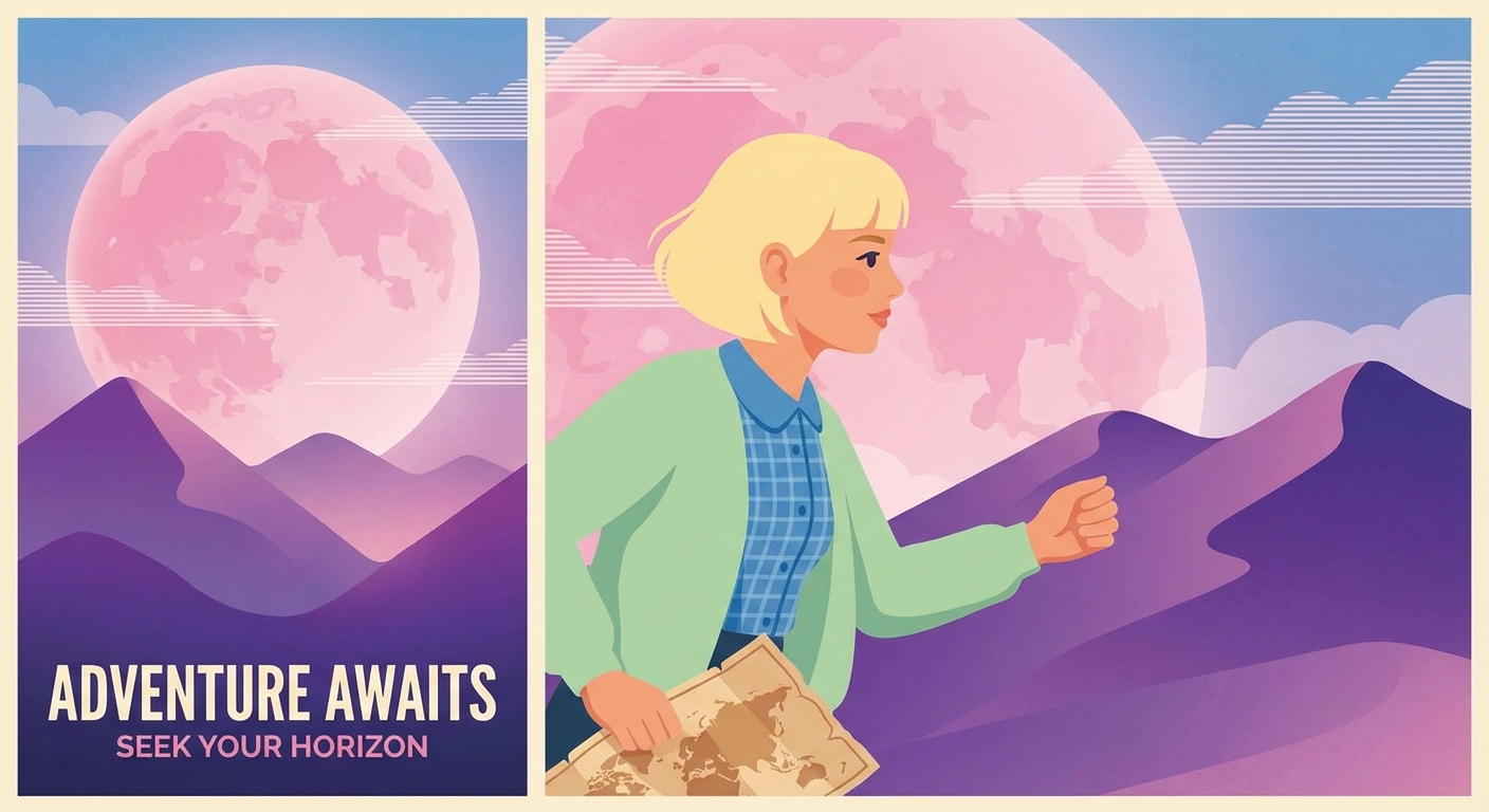 冒険に走る女性