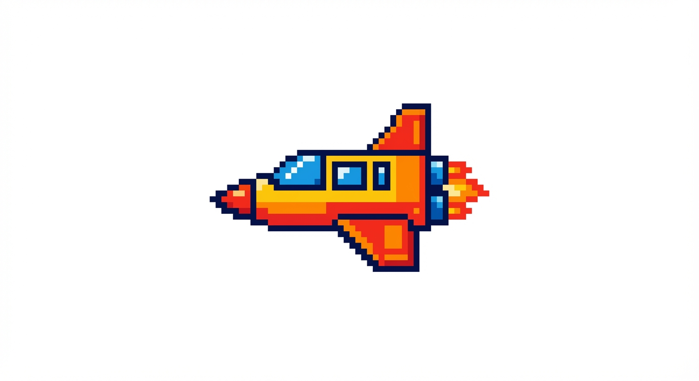 8-Bit Spaceship Pixel Logo