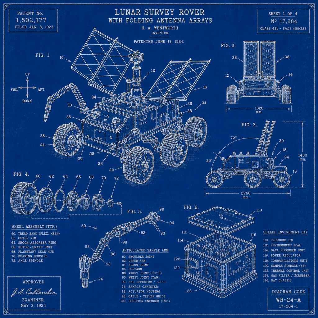 Lunar Rover Patent Blueprint