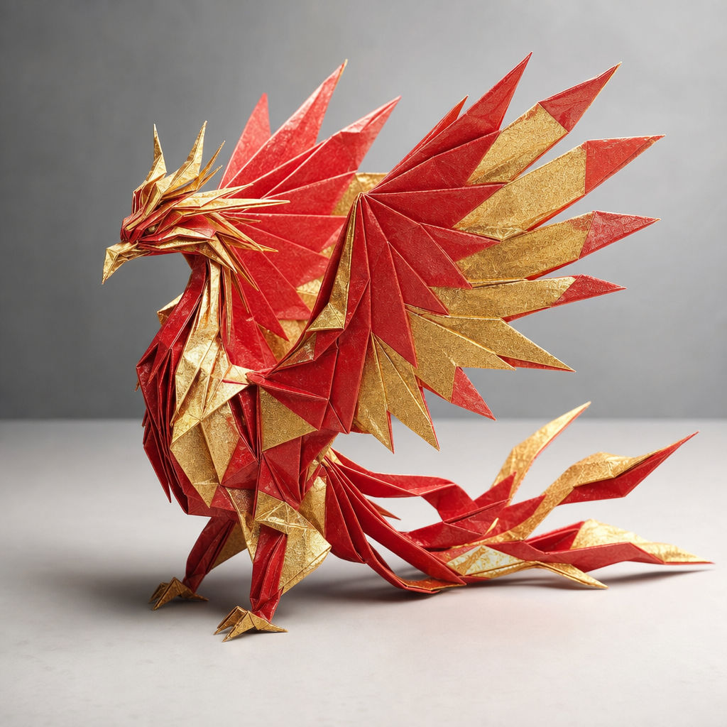 金箔和紙の不死鳥