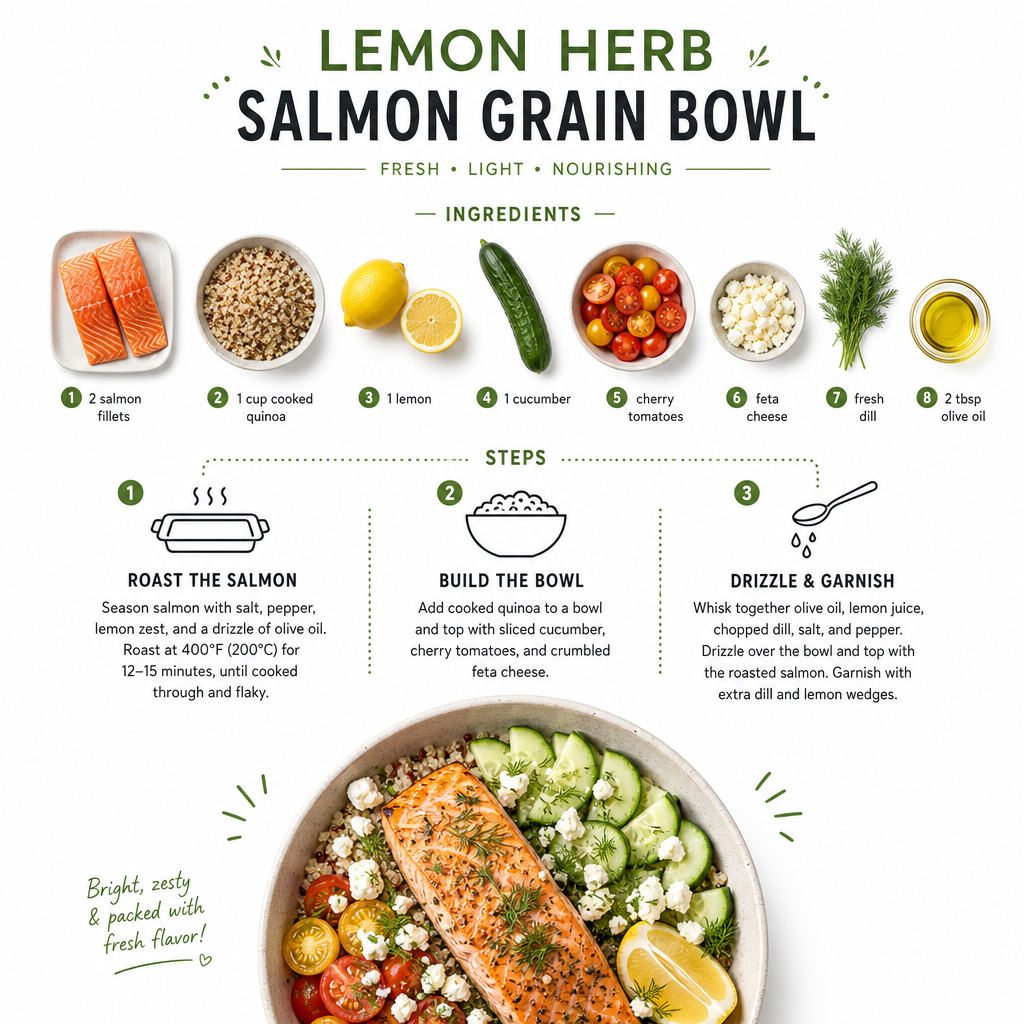 Lemon Herb Salmon Bowl Infographic